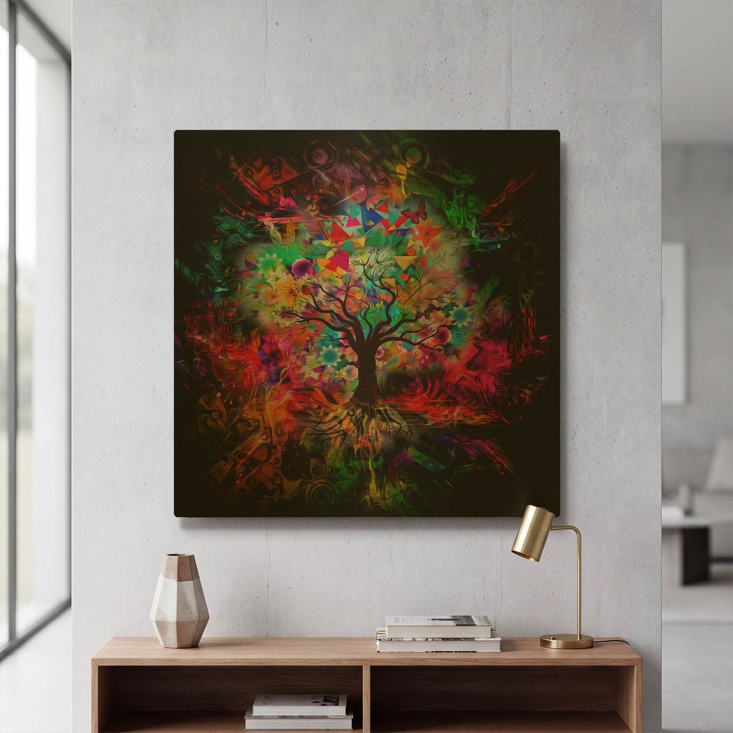 'Kaleidoscope Tree Black' By Valentyn Artemenko Gold Metal Wall Art