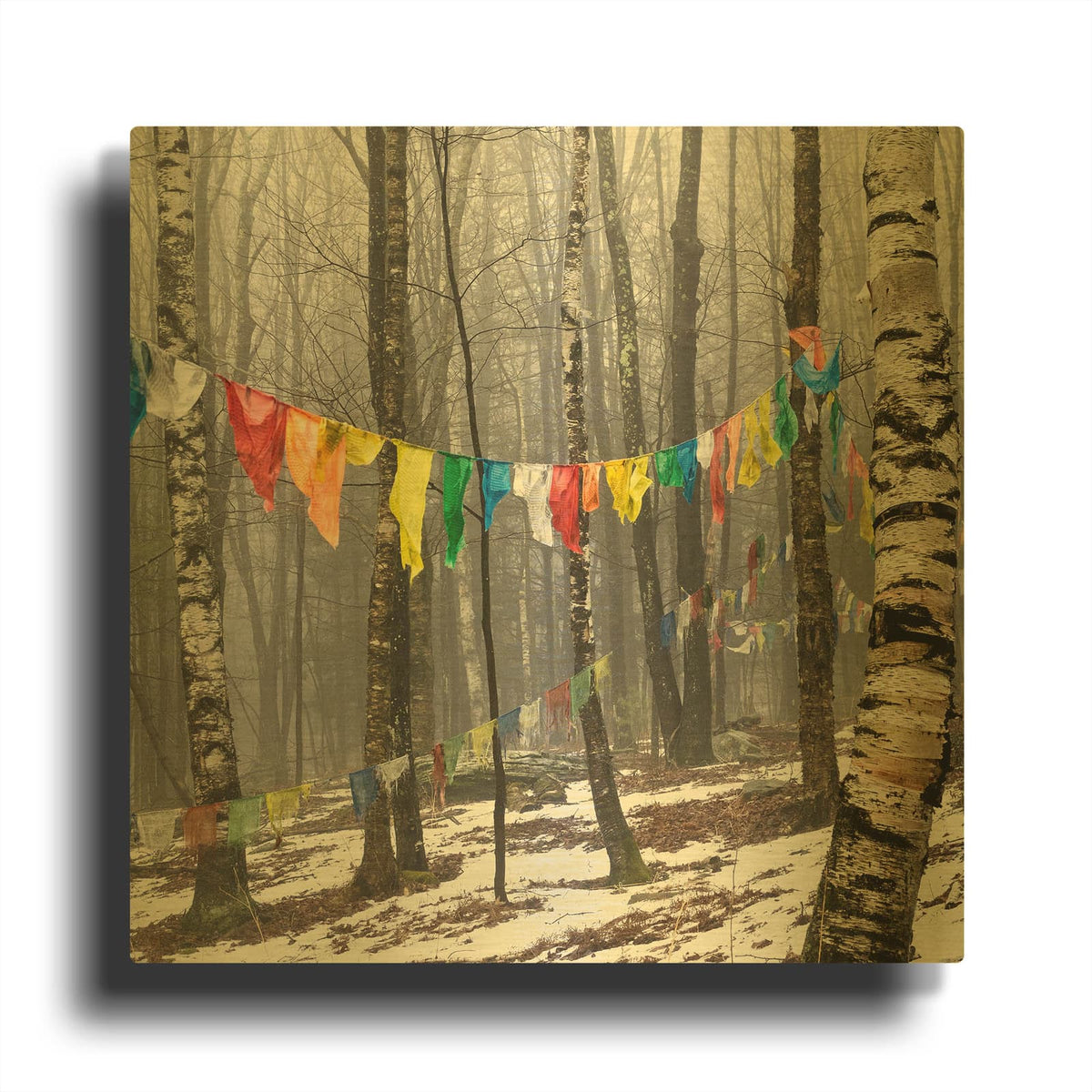 'Prayer Flags, Woodstock, NY' By Kelly Sinclair Gold Metal Wall Art