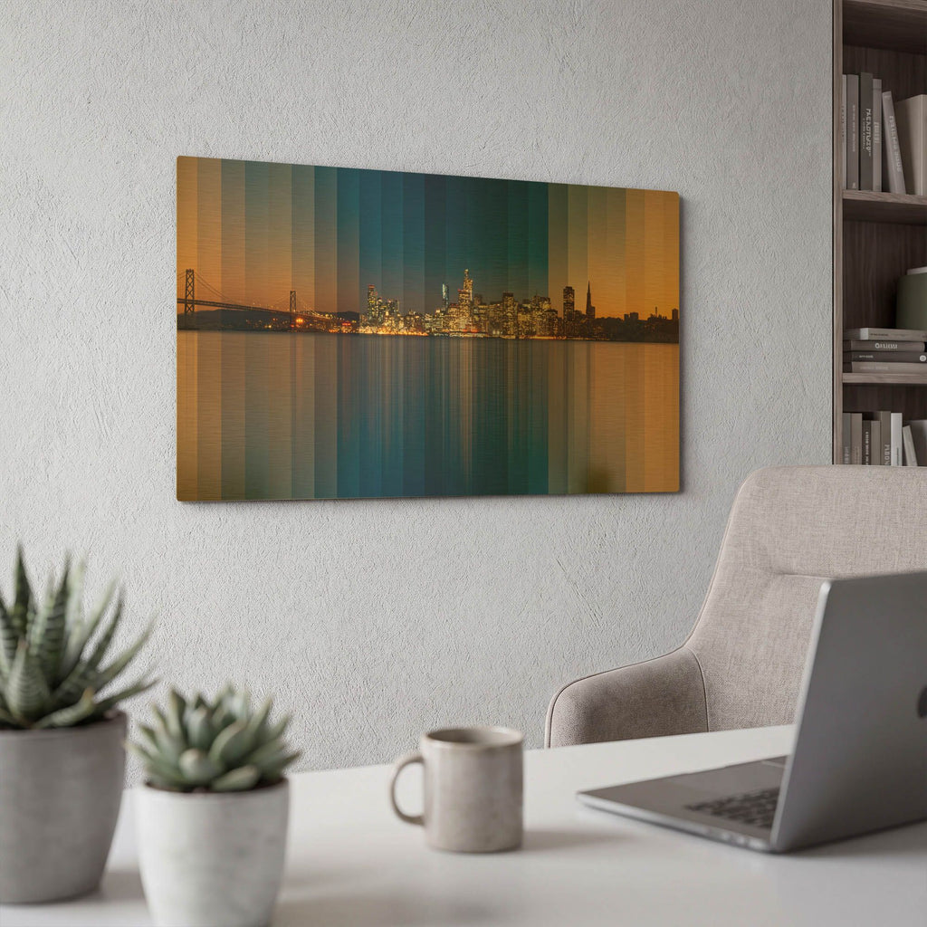 'Chromatic Symphony San Francisco' By Lee Sie Gold Metal Wall Art