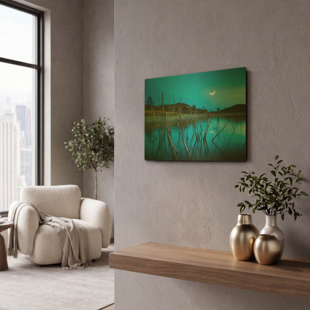 'The Blue Lake' By Lee Sie Gold Metal Wall Art