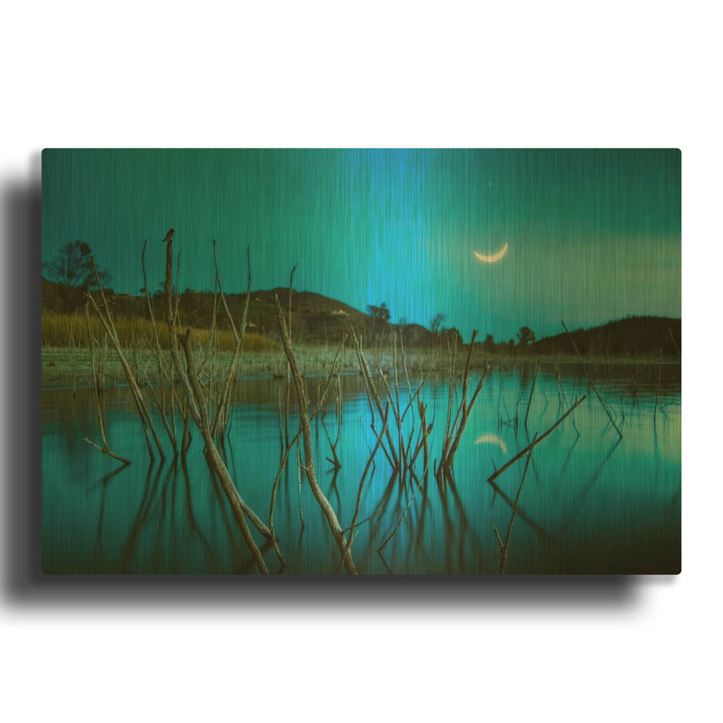 'The Blue Lake' By Lee Sie Gold Metal Wall Art