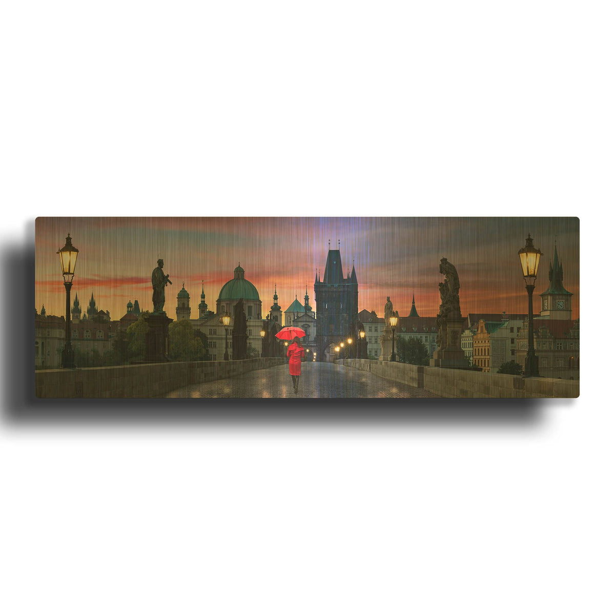 'Dawn at Charles Bridge' By Lee Sie Gold Metal Wall Art
