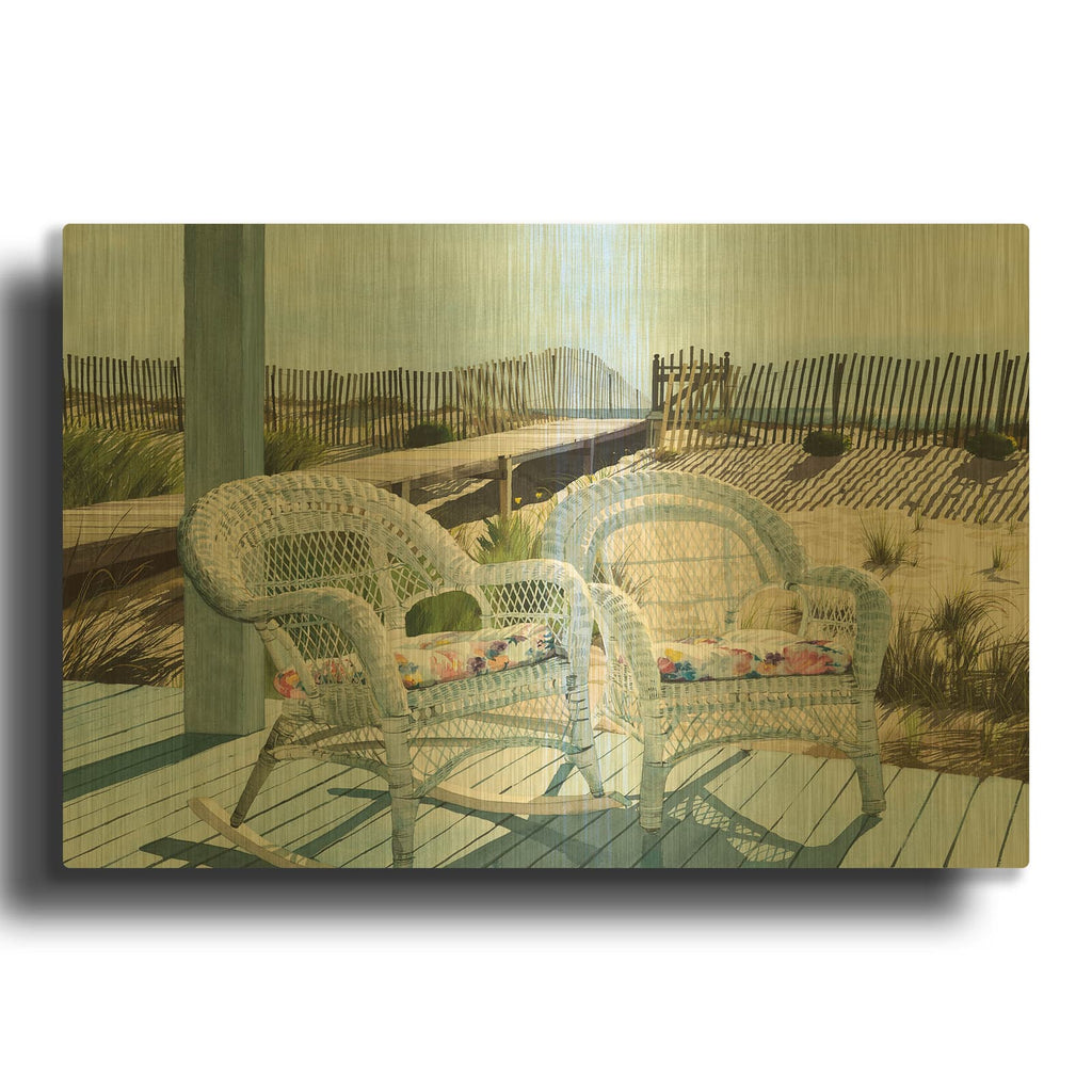 'Summer Wicker' By Linda Roberts Gold Metal Wall Art
