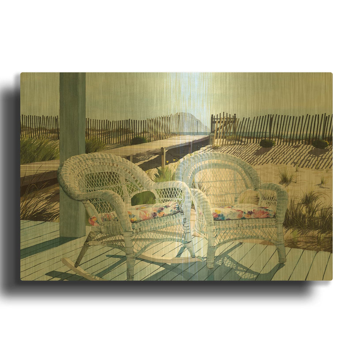 'Summer Wicker' By Linda Roberts Gold Metal Wall Art