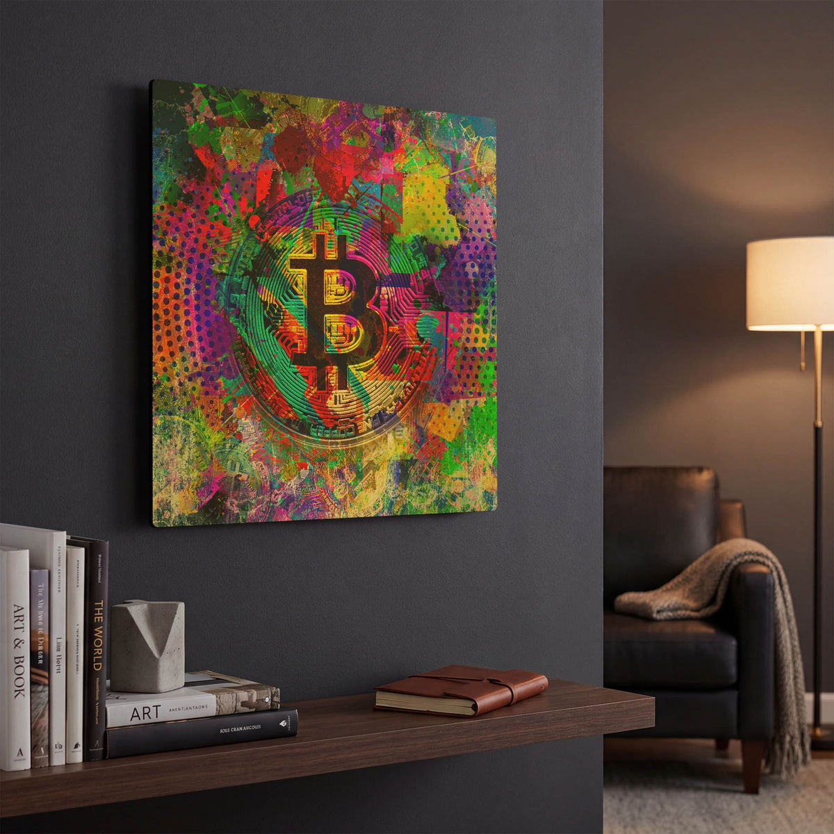'Bitcoin Color' By Valentyn Artemenko Gold Metal Wall Art