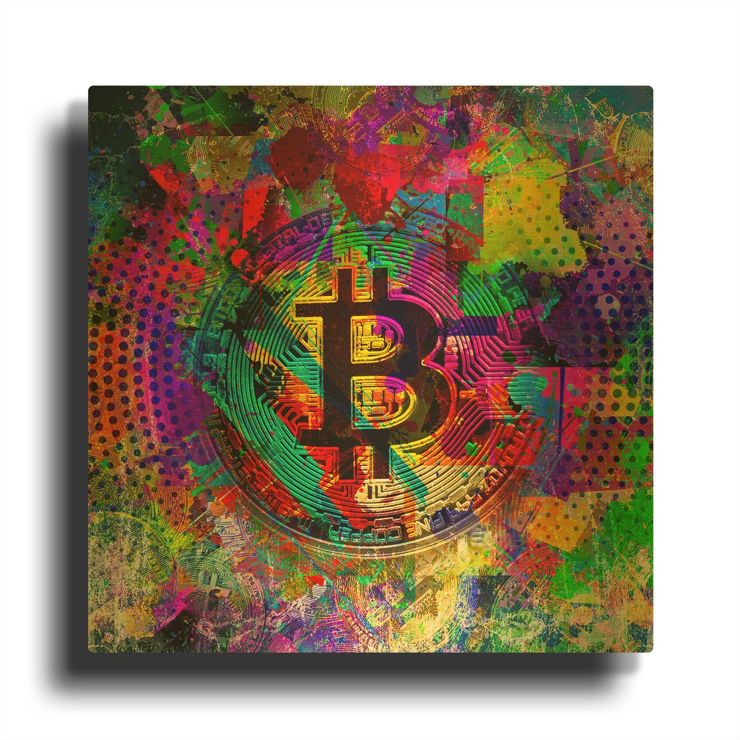 'Bitcoin Color' By Valentyn Artemenko Gold Metal Wall Art