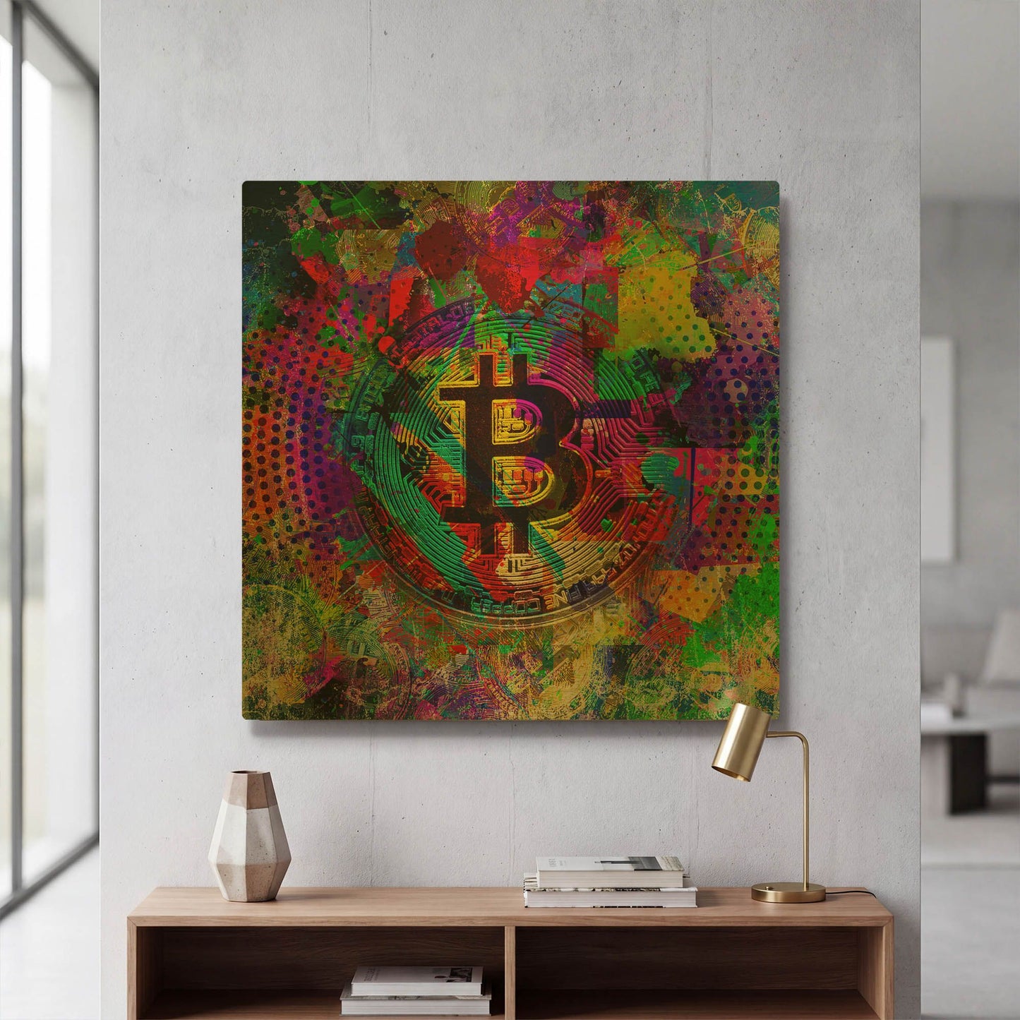 'Bitcoin Color' By Valentyn Artemenko Gold Metal Wall Art