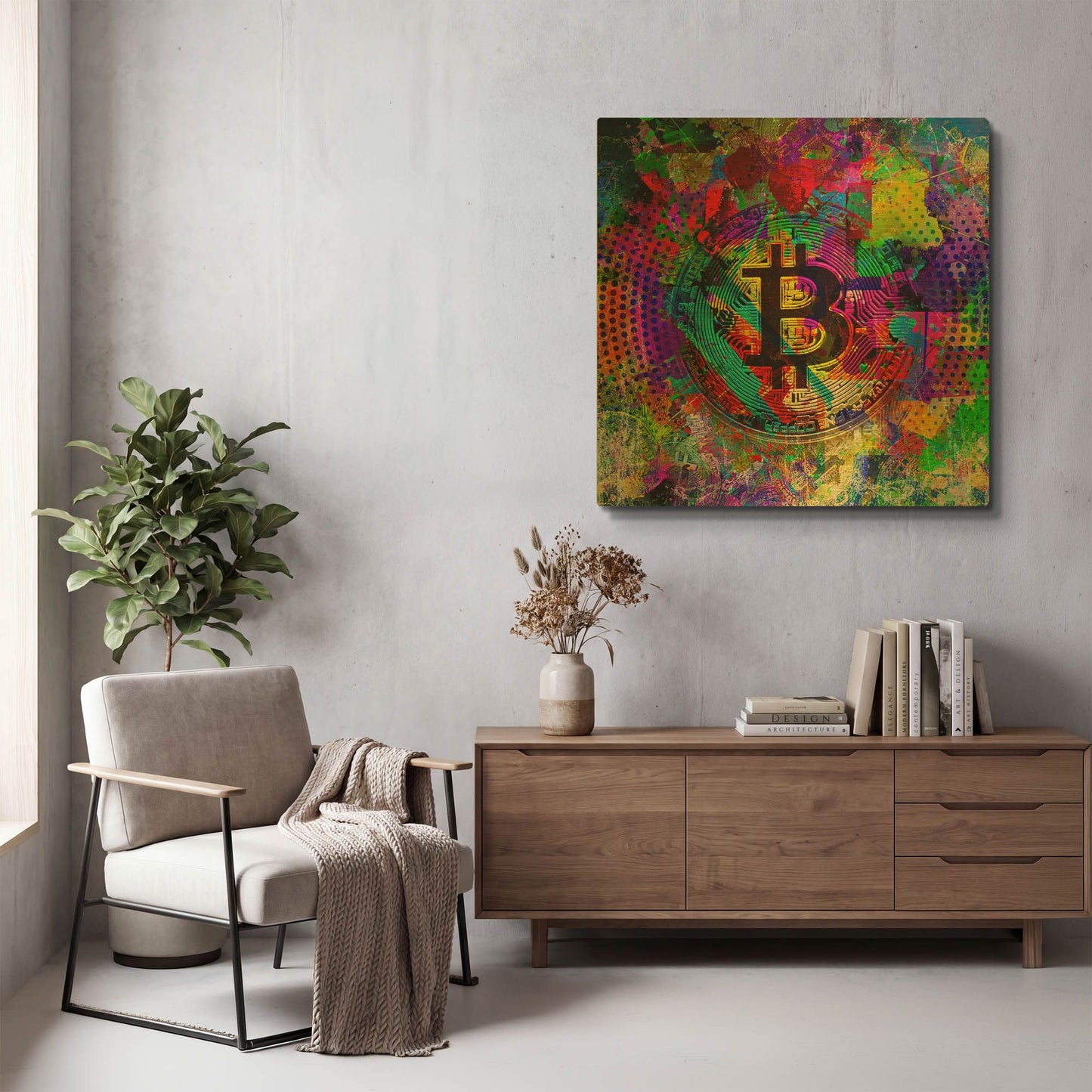 'Bitcoin Color' By Valentyn Artemenko Gold Metal Wall Art