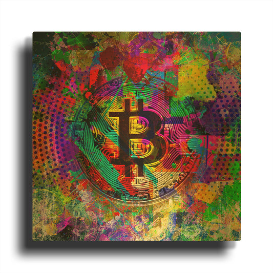 'Bitcoin Color' By Valentyn Artemenko Gold Metal Wall Art
