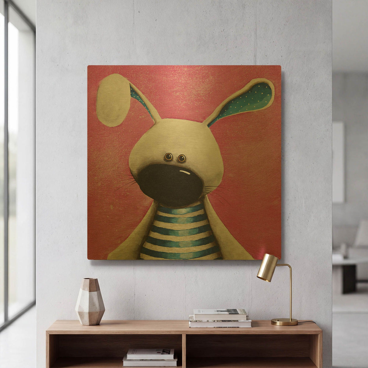 'The Blue Bunny' By Lucia Stewart Gold Metal Wall Art