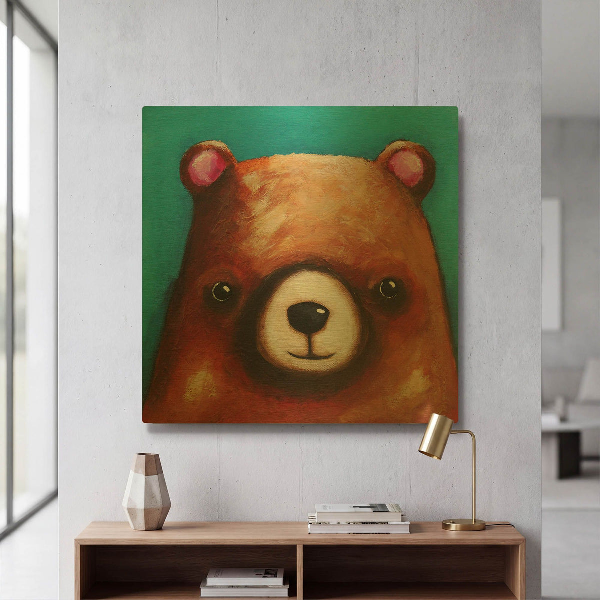 'The Brown Bear' By Lucia Stewart Gold Metal Wall Art
