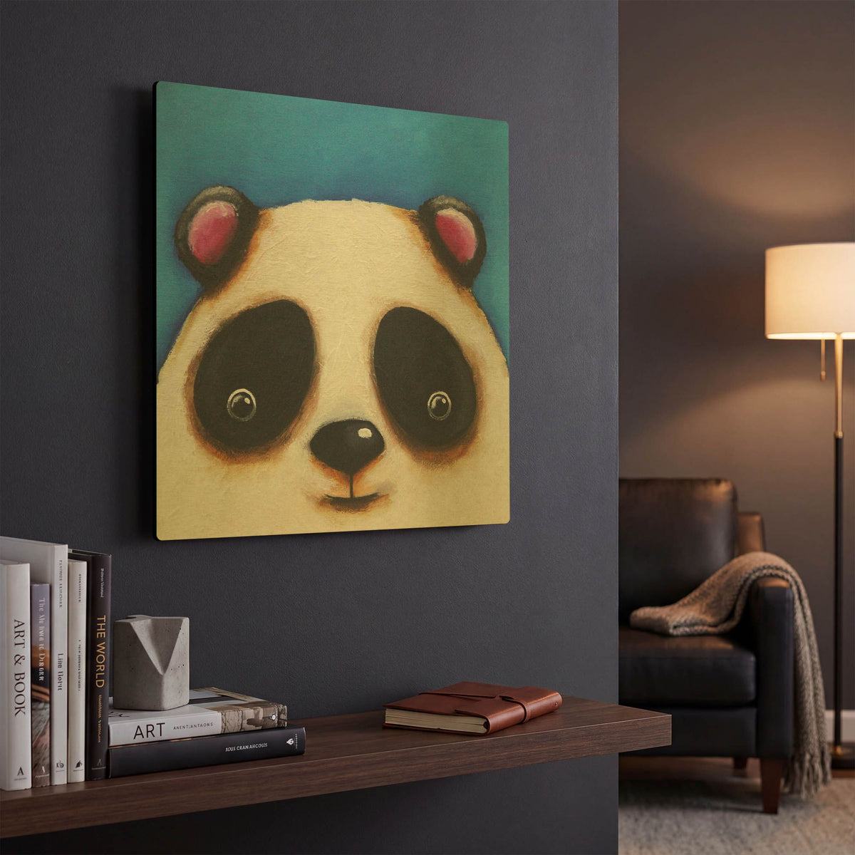 'The Panda Bear' By Lucia Stewart Gold Metal Wall Art