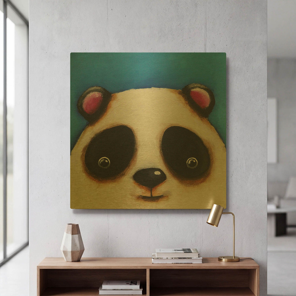 'The Panda Bear' By Lucia Stewart Gold Metal Wall Art