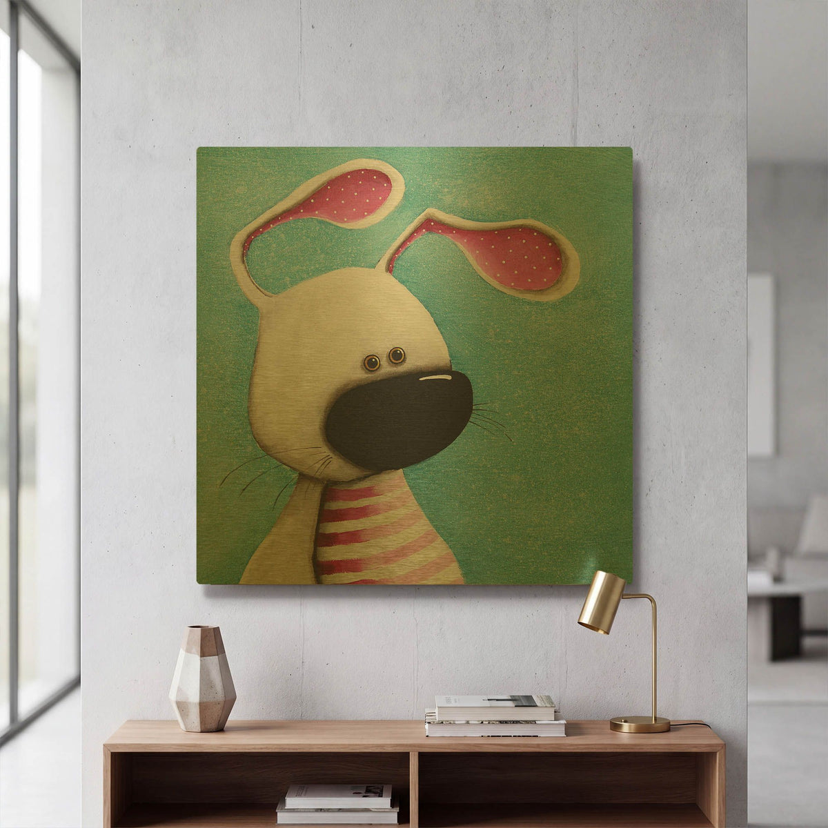 'The Pink Bunny' By Lucia Stewart Gold Metal Wall Art