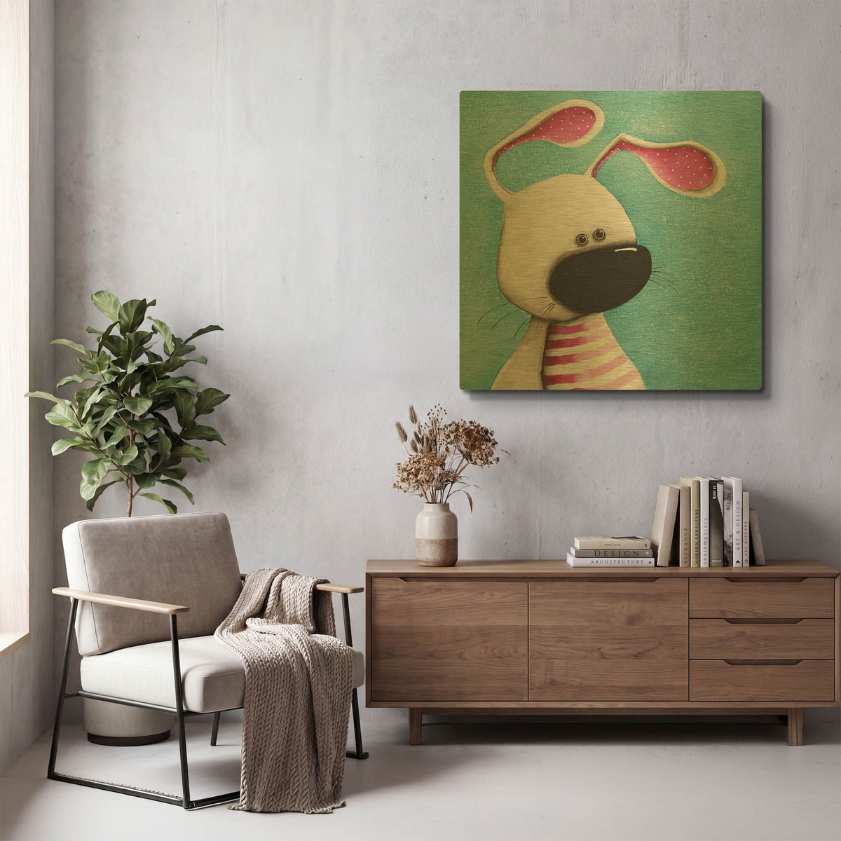'The Pink Bunny' By Lucia Stewart Gold Metal Wall Art