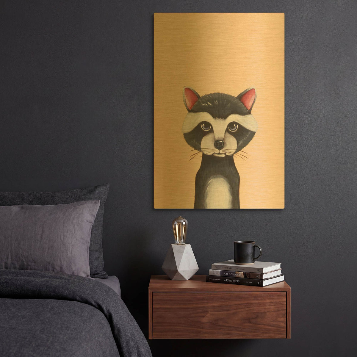 'Baby Raccoon' By Lucia Stewart Gold Metal Wall Art