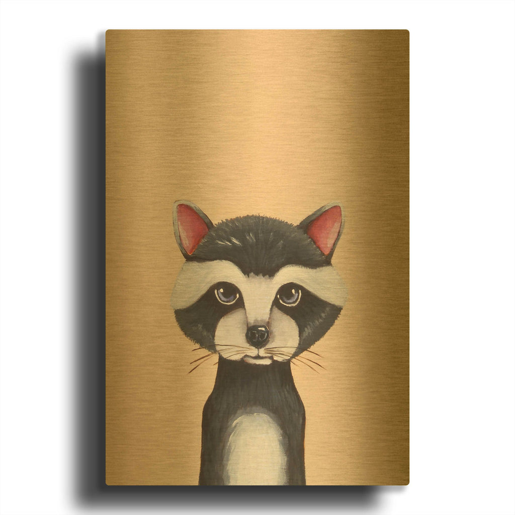 'Baby Raccoon' By Lucia Stewart Gold Metal Wall Art