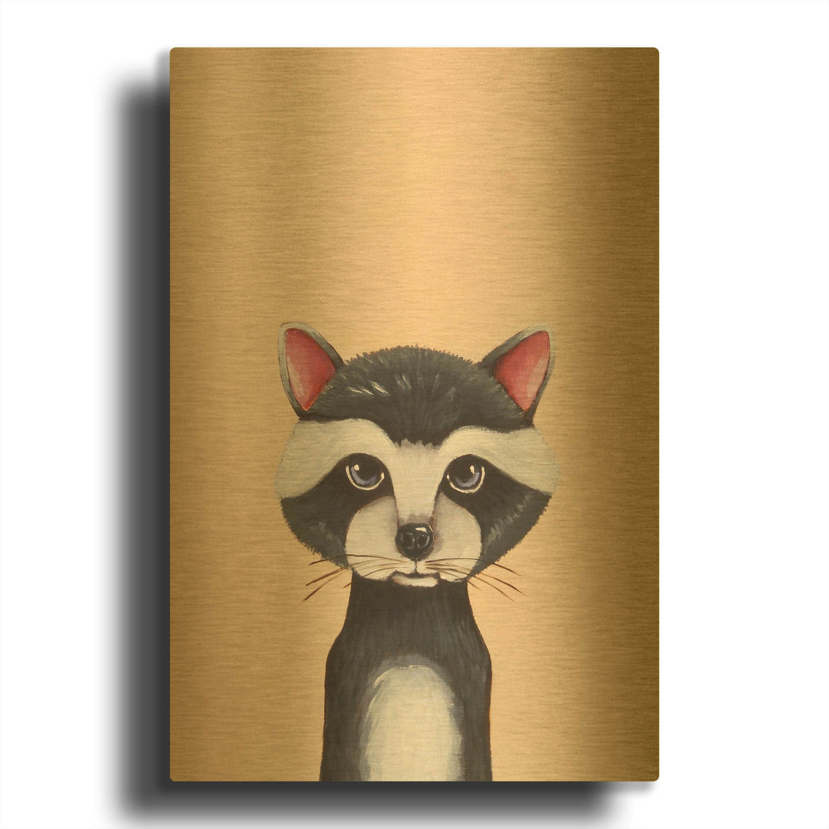 'Baby Raccoon' By Lucia Stewart Gold Metal Wall Art