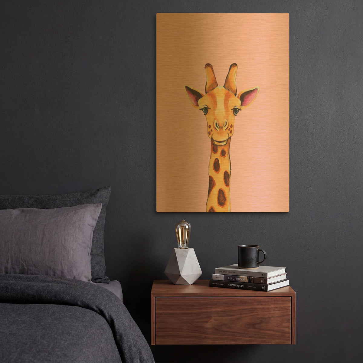 'Baby Giraffe' By Lucia Stewart Gold Metal Wall Art