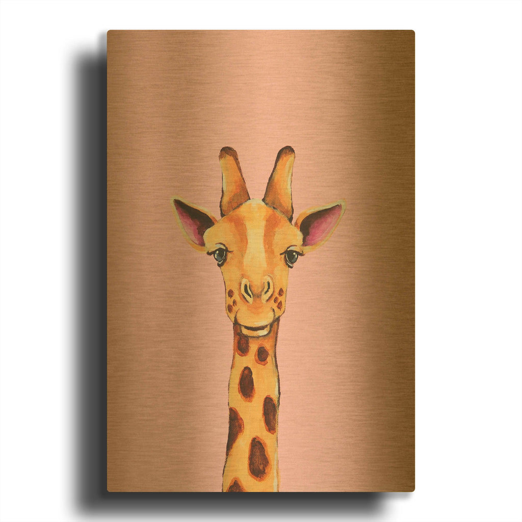 'Baby Giraffe' By Lucia Stewart Gold Metal Wall Art