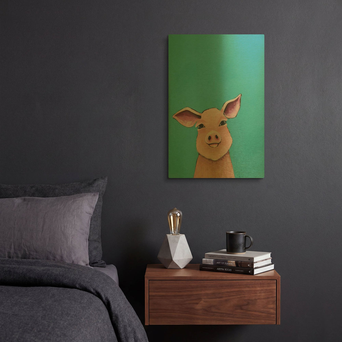 'Little Pig' By Lucia Stewart Gold Metal Wall Art