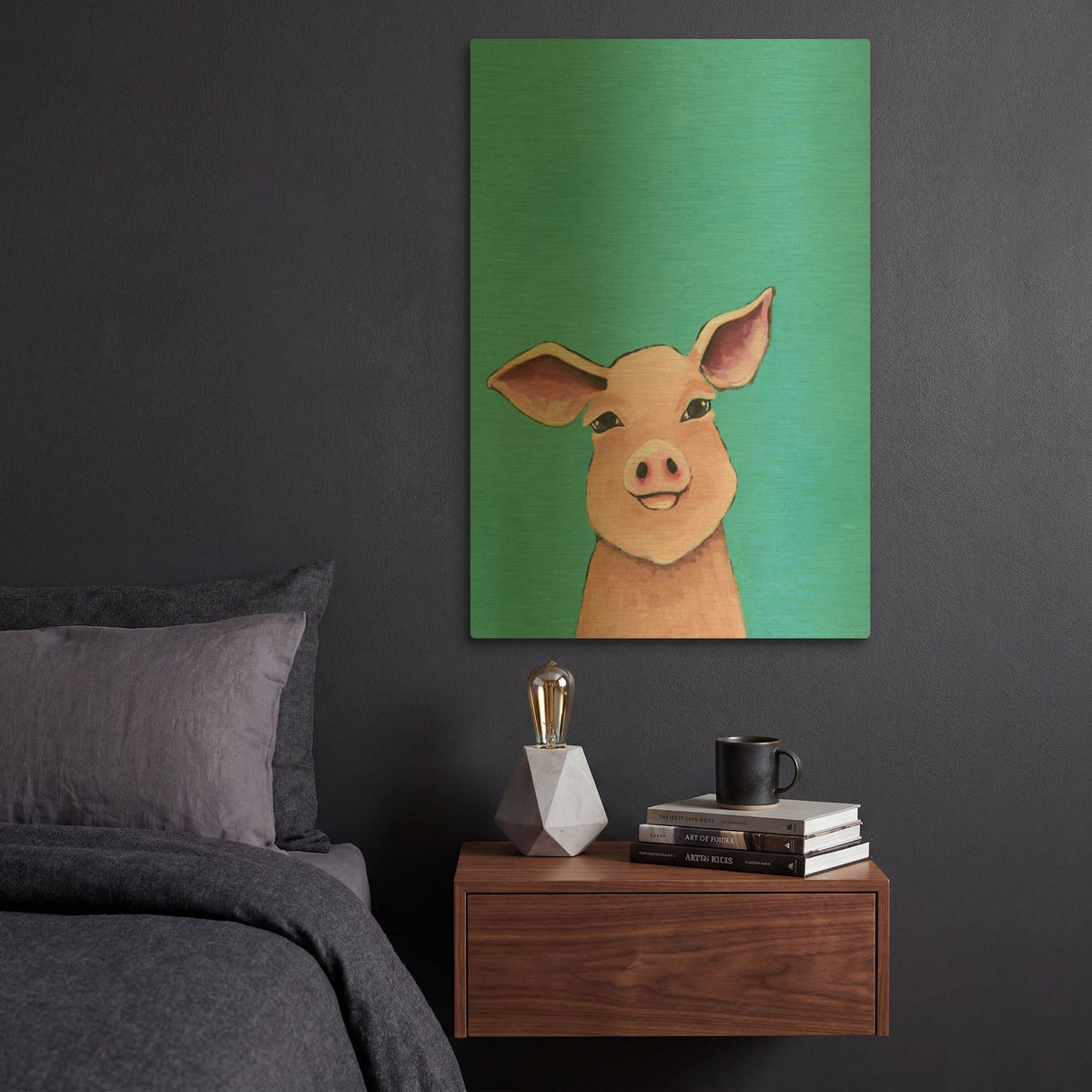 'Little Pig' By Lucia Stewart Gold Metal Wall Art