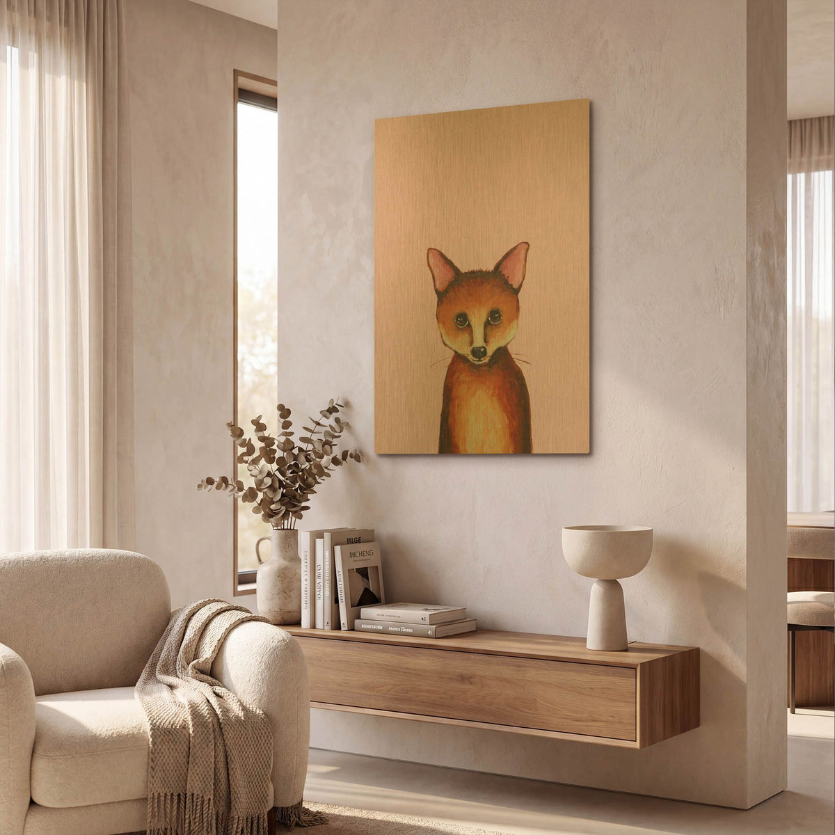 'Little Fox' By Lucia Stewart Gold Metal Wall Art