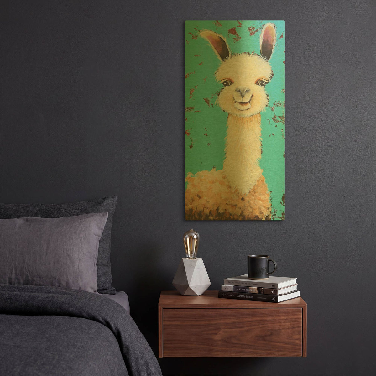 'Llama Sue' By Lucia Stewart Gold Metal Wall Art