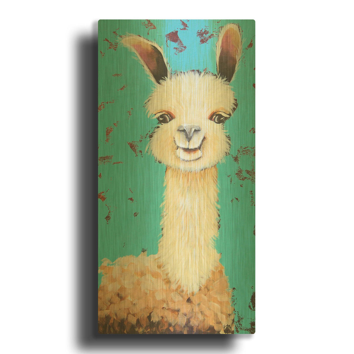 'Llama Sue' By Lucia Stewart Gold Metal Wall Art