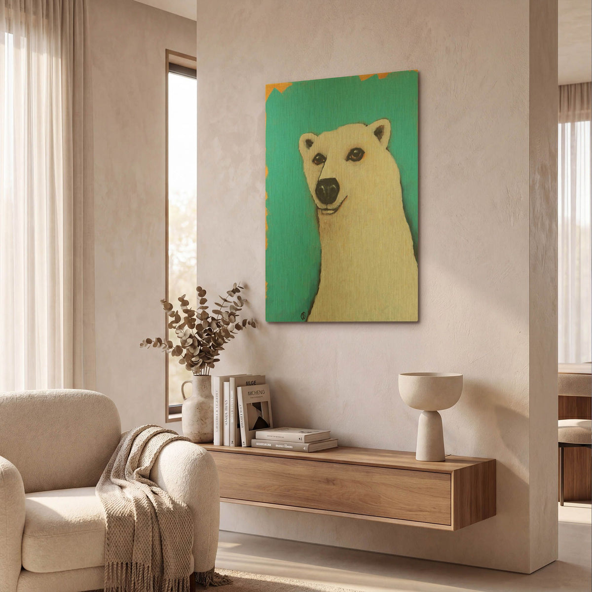 'The Cute Polar Bear' By Lucia Stewart Gold Metal Wall Art