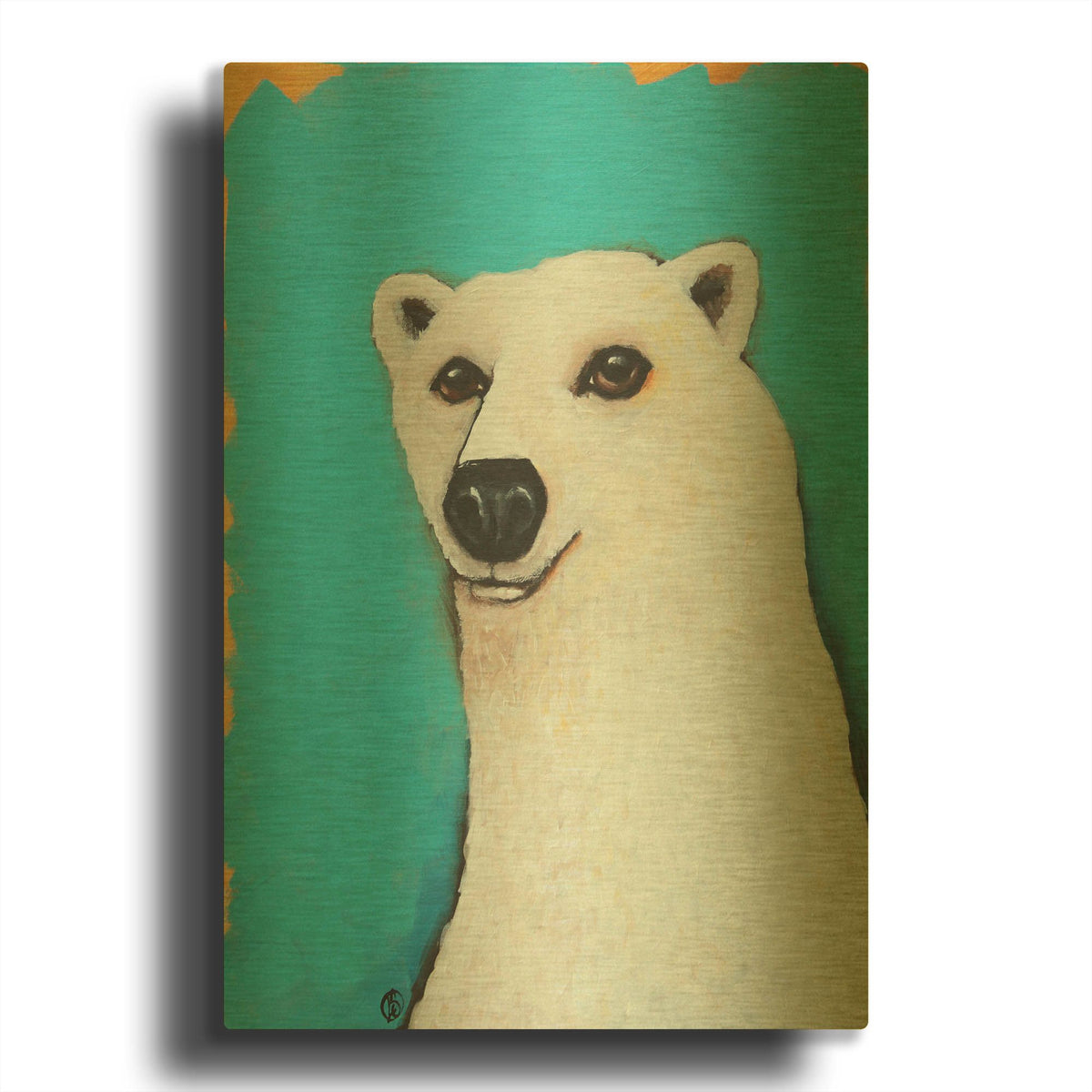'The Cute Polar Bear' By Lucia Stewart Gold Metal Wall Art