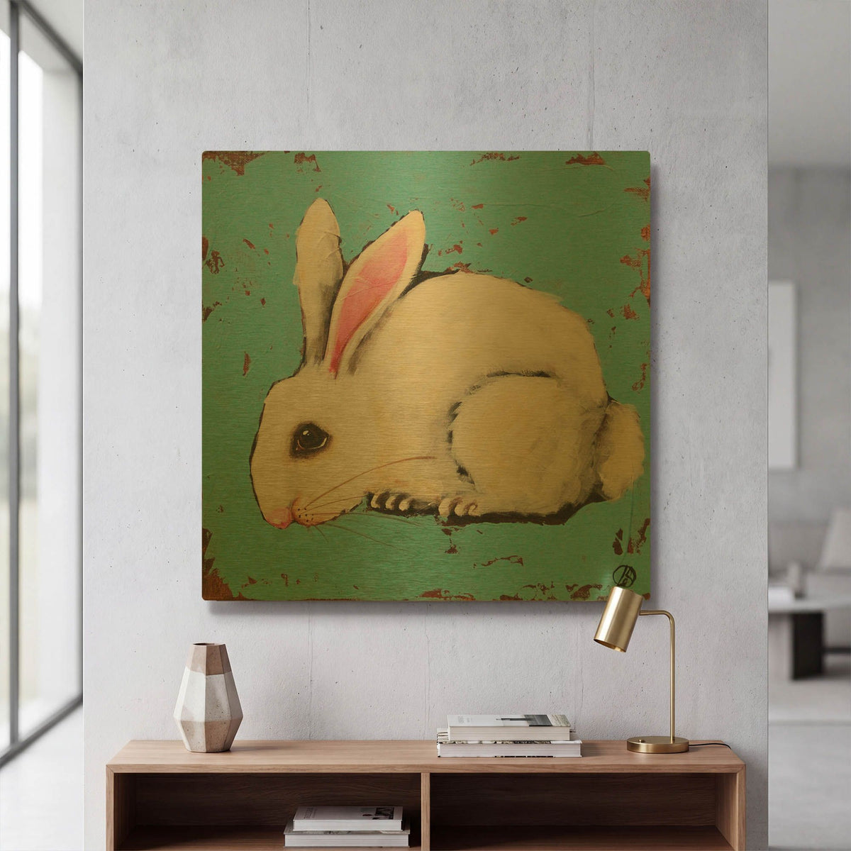 'The Bunny' By Lucia Stewart Gold Metal Wall Art