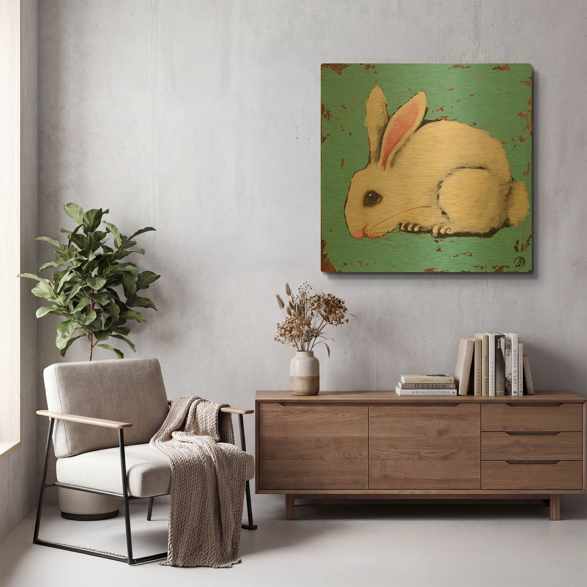 'The Bunny' By Lucia Stewart Gold Metal Wall Art