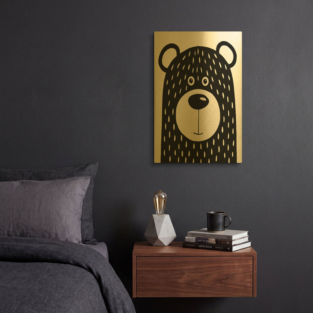 'Vanilla Bear' By Lucia Stewart Gold Metal Wall Art