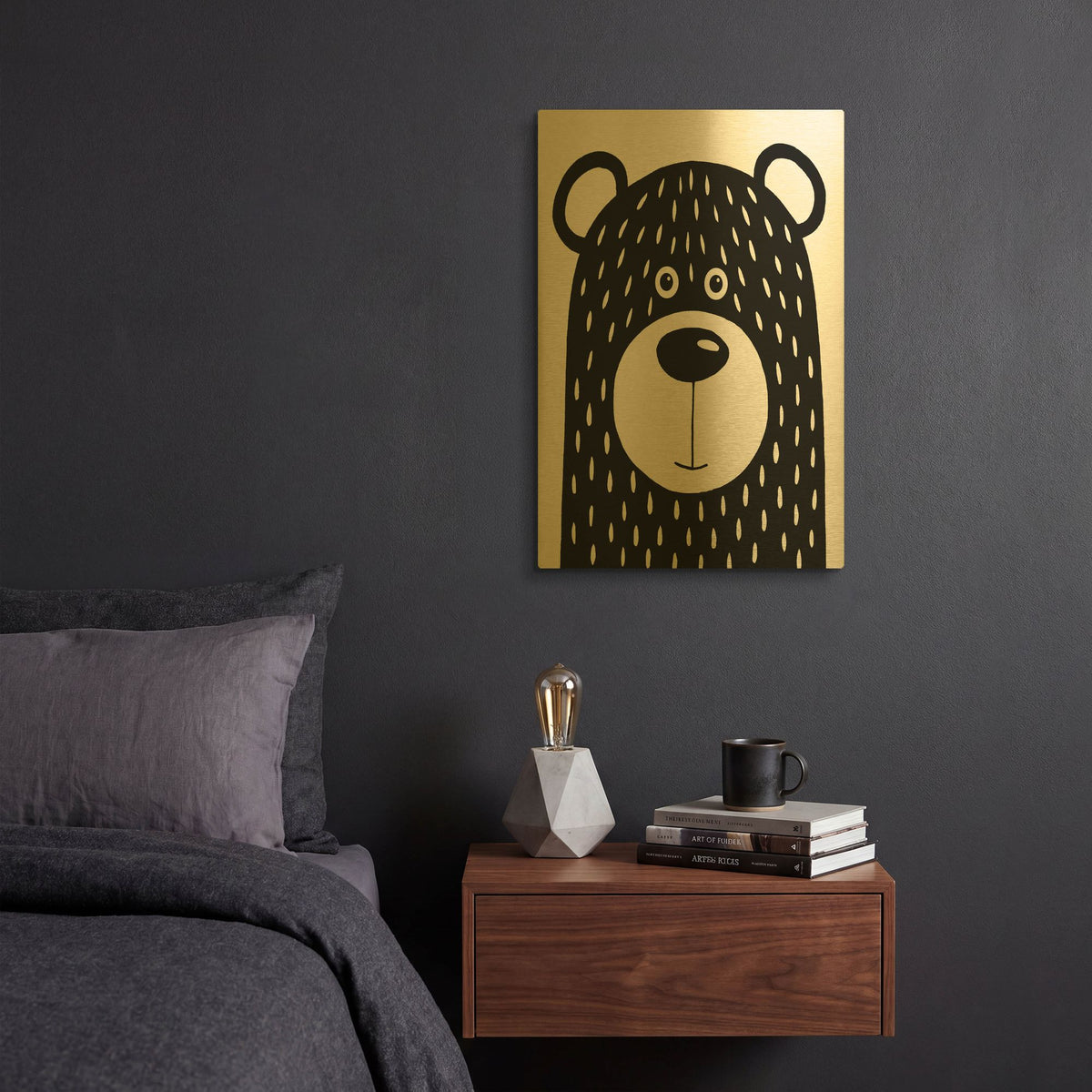 'Vanilla Bear' By Lucia Stewart Gold Metal Wall Art