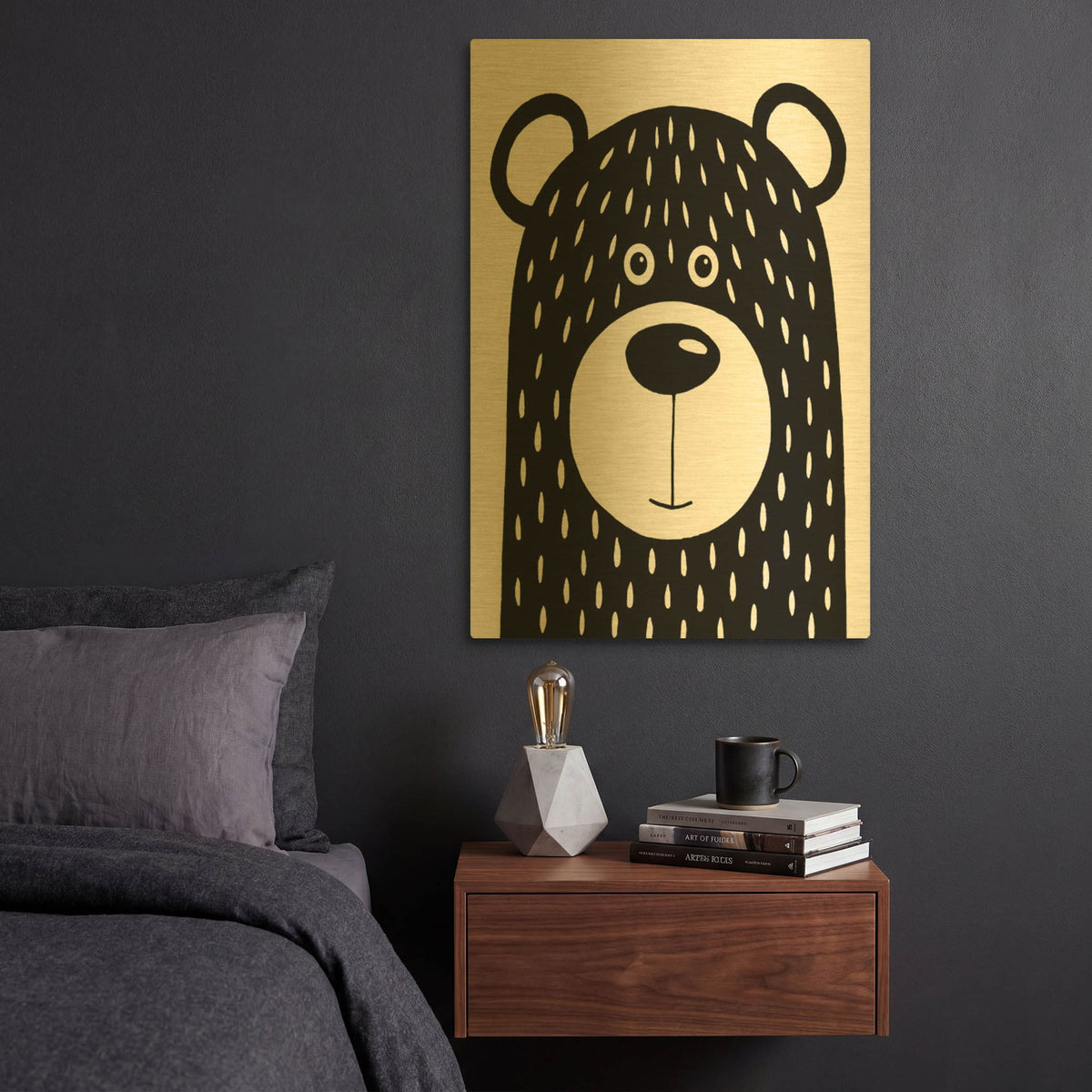 'Vanilla Bear' By Lucia Stewart Gold Metal Wall Art