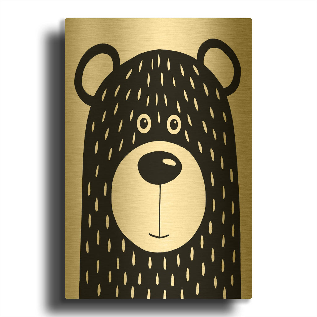 'Vanilla Bear' By Lucia Stewart Gold Metal Wall Art