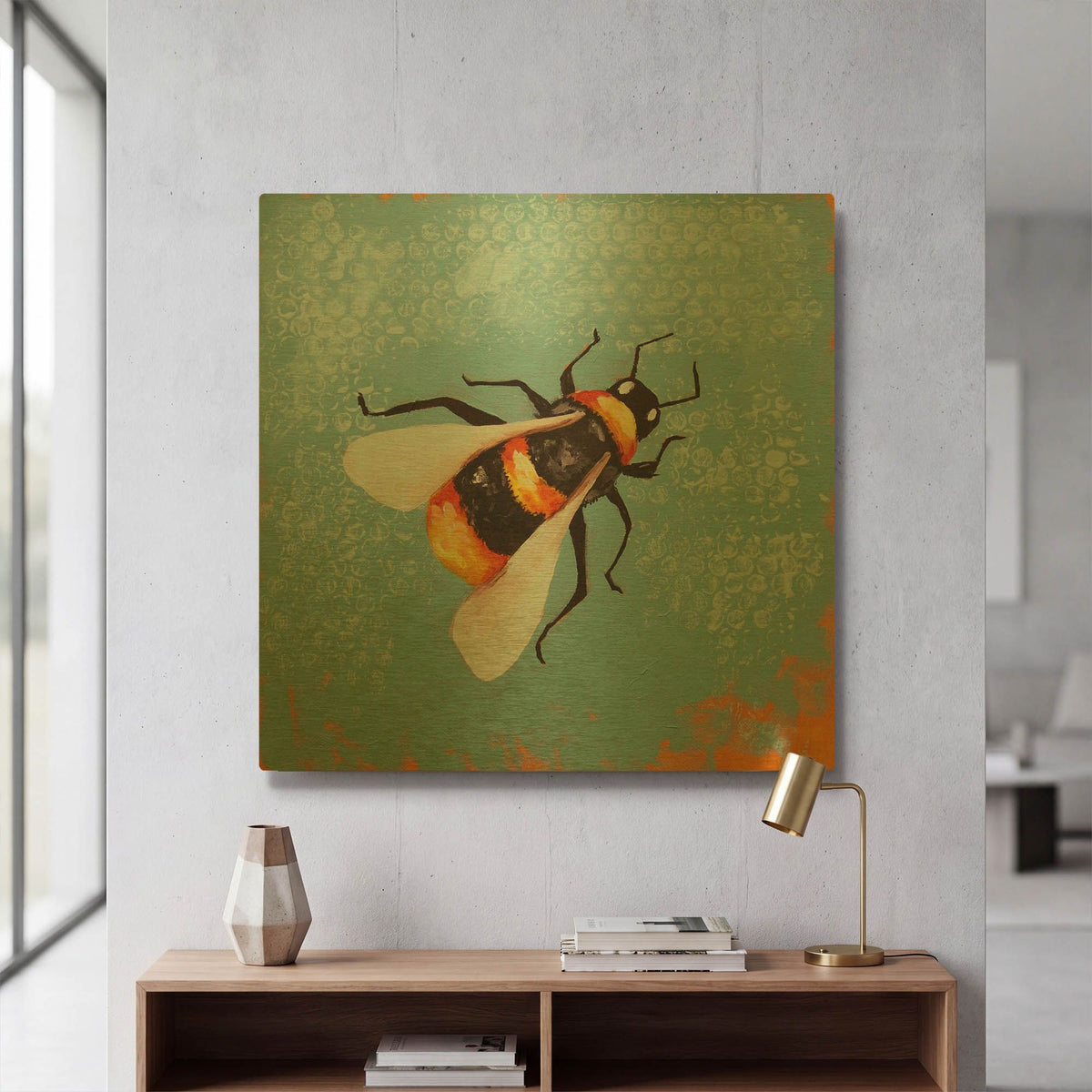 'Bee Painting' By Lucia Stewart Gold Metal Wall Art