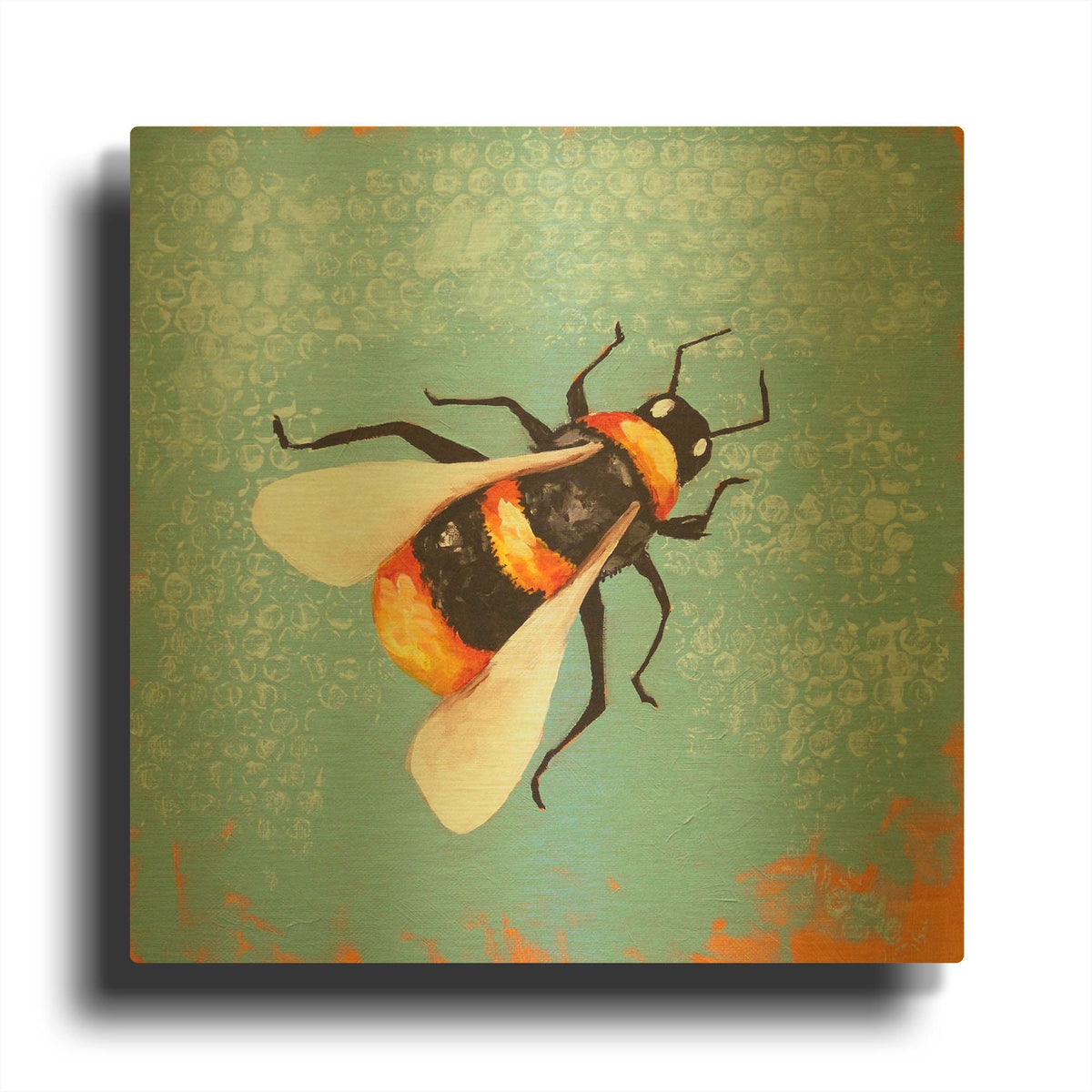 'Bee Painting' By Lucia Stewart Gold Metal Wall Art