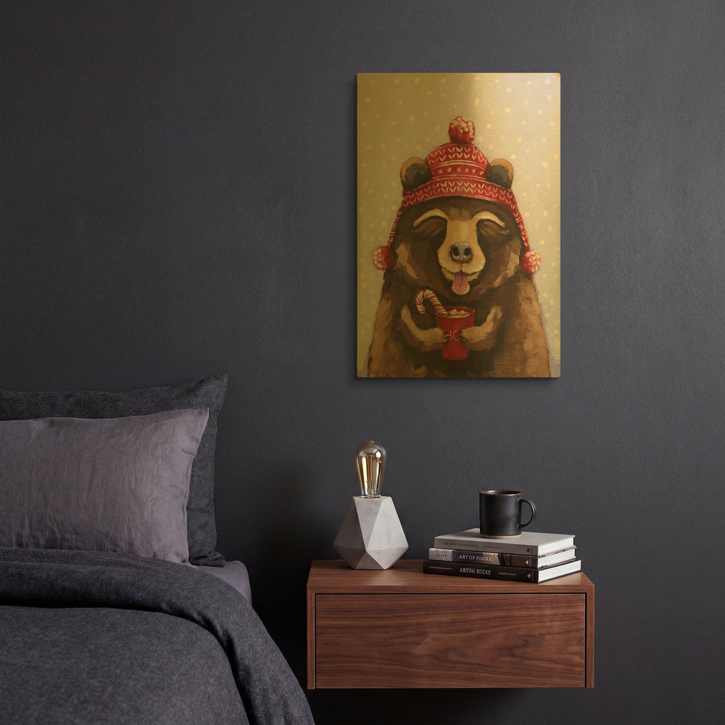 'Hot Chocolate Bear' By Lucia Stewart Gold Metal Wall Art