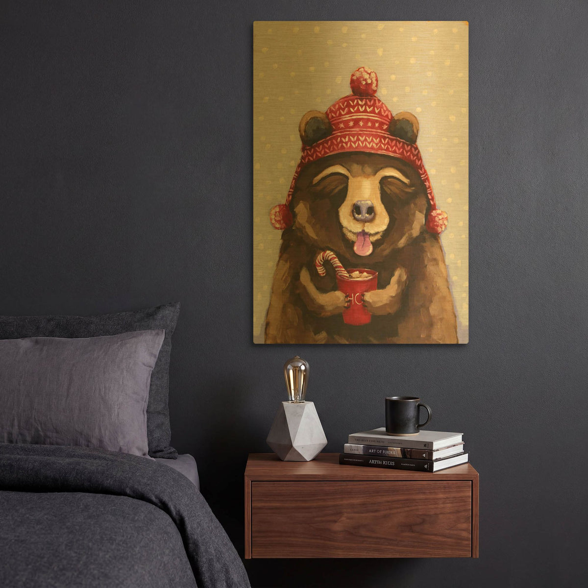 'Hot Chocolate Bear' By Lucia Stewart Gold Metal Wall Art