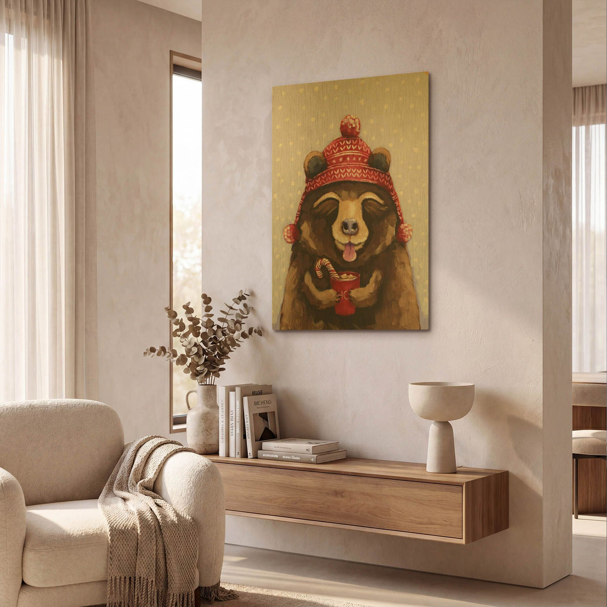 'Hot Chocolate Bear' By Lucia Stewart Gold Metal Wall Art