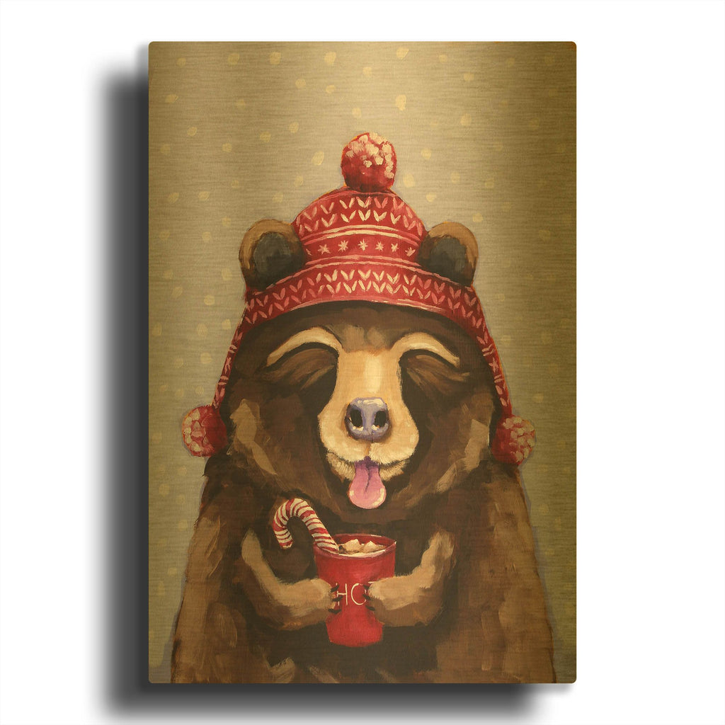 'Hot Chocolate Bear' By Lucia Stewart Gold Metal Wall Art
