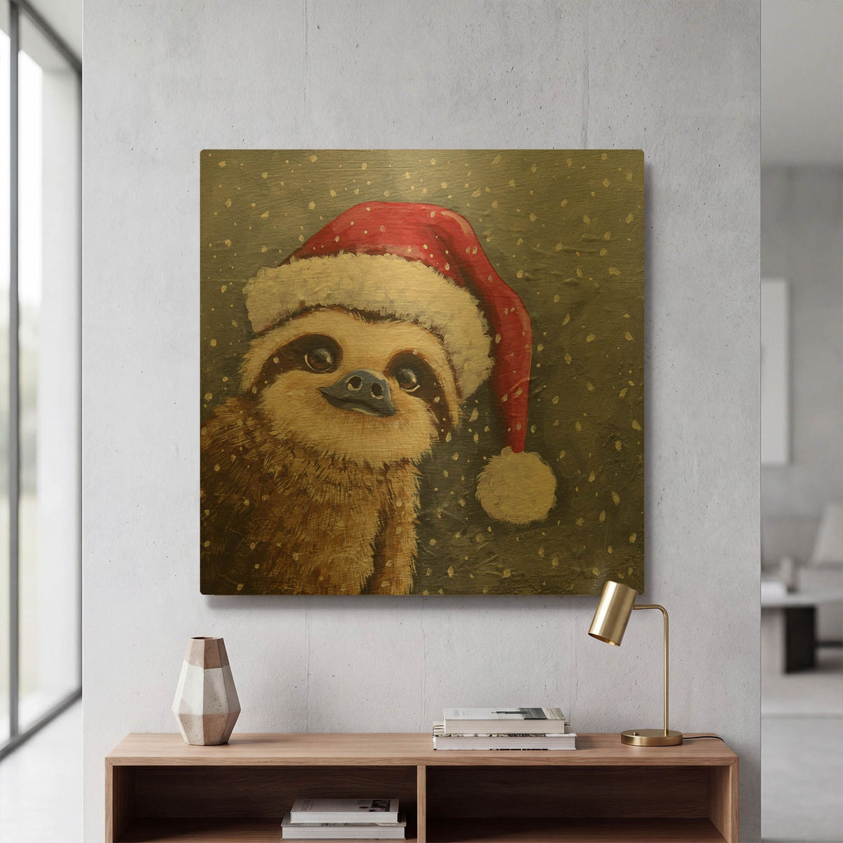 'Merry Sloth' By Lucia Stewart Gold Metal Wall Art