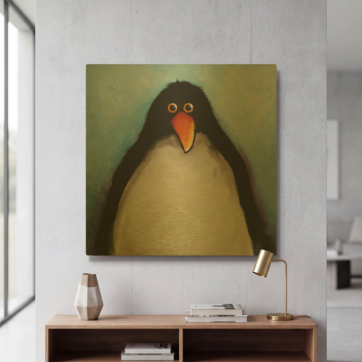 'My Penguin' By Lucia Stewart Gold Metal Wall Art
