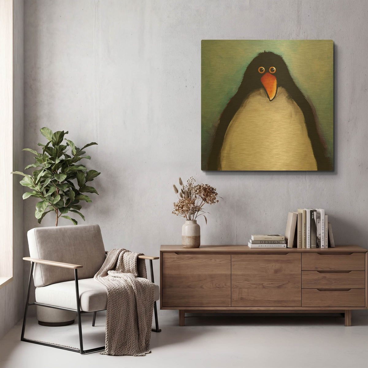 'My Penguin' By Lucia Stewart Gold Metal Wall Art