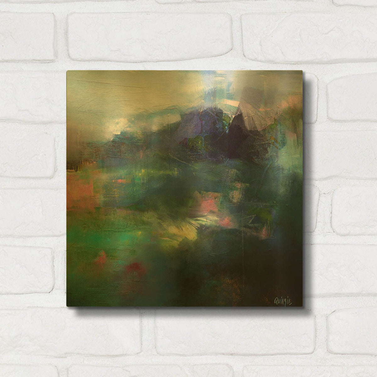 'At The Edge of a Lake' By Marianne Quinzin Gold Metal Wall Art