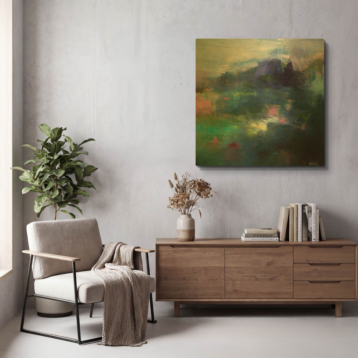 'At The Edge of a Lake' By Marianne Quinzin Gold Metal Wall Art