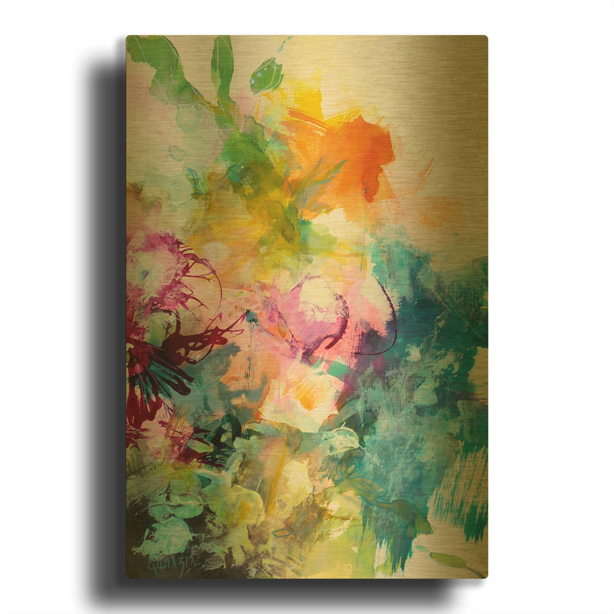 'Bloom 1' By Marianne Quinzin Gold Metal Wall Art