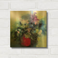 'Flowers In a Pink Pot' By Marianne Quinzin Gold Metal Wall Art